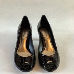 8.5 Antonia Melani DOLLY Black Peep-Toe Heel Shoes